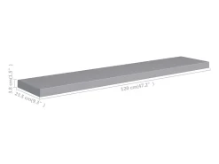 Estantes de pared flotantes 2 piezas gris 120x23,5x3,8 cm MDF