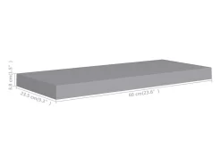 Estantes de pared flotantes 4 piezas Gris 60x23,5x3,8 cm MDF