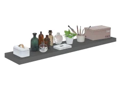 Estantes de pared flotantes 2 uds gris brillo 120x23,5x3,8 cm