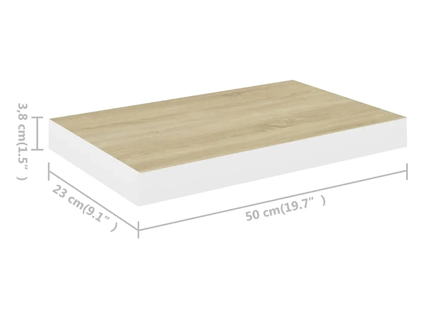 Estantes flotantes 4 piezas roble y blanco 50x23x3,8 cm MDF