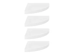 Estantes flotantes de esquina (4 unidades), blanco brillante, 35 x 35 x 3,8 cm, MDF