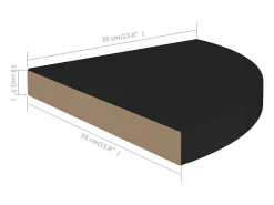 Estantes flotantes de esquina 4 piezas Negro 35x35x3,8 cm MDF