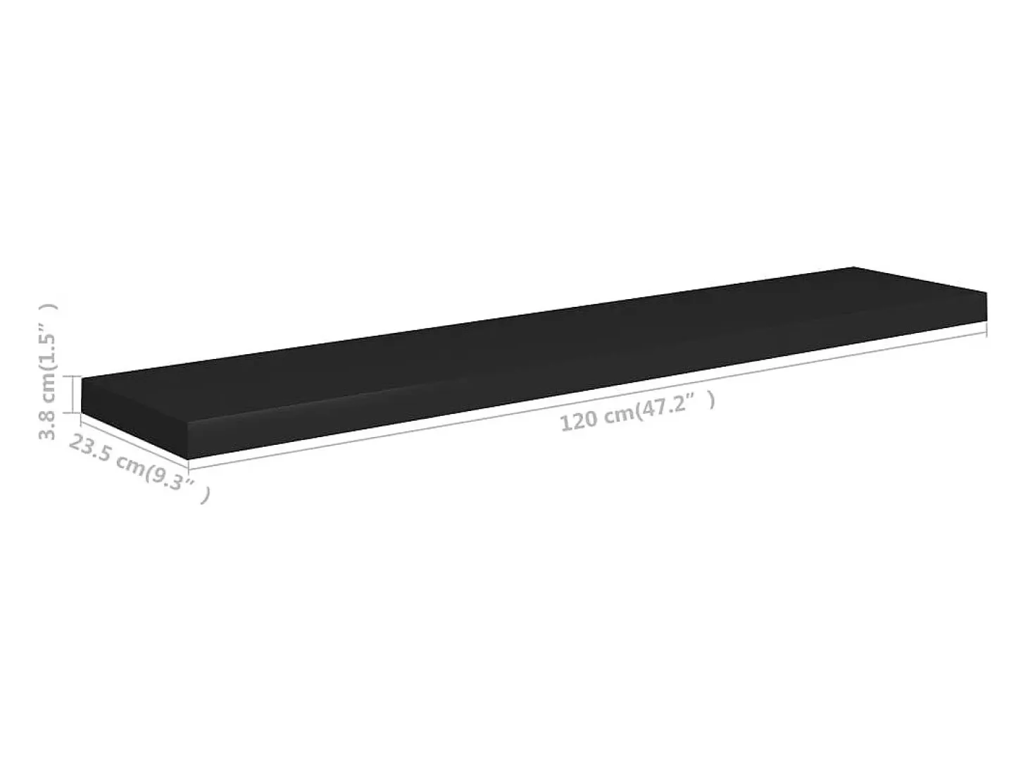 Estantes flotantes de pared 2 uds negro 120x23,5x3,8 cm MDF