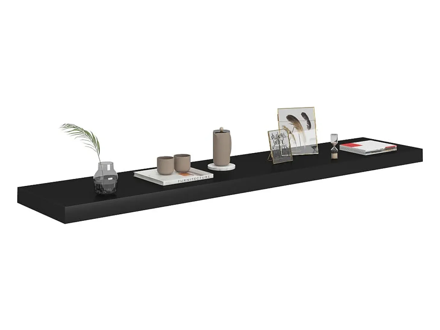 Estantes flotantes de pared 2 uds negro 120x23,5x3,8 cm MDF
