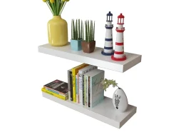 Estantes flotantes de pared 2 uds MDF blanco para libros/DVD ES468252