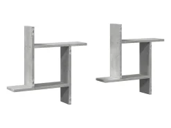 Estantes pared 2 uds madera ingeniería gris hormigón 50x12x50cm