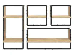 Estantes pared con barras 4 pzas madera ingeniería roble Sonoma ES107325
