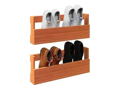 Estantes zapatos pared 2 uds madera pino marrón 59x8,5x23,5 cm ES903243