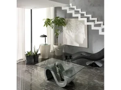 Flexus - Mesa de centro (120 x 70 - Transparente) en cristal templado gris