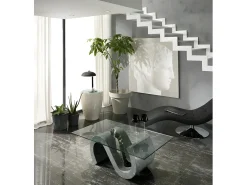 Flexus - Mesa de centro (120 x 70 - Transparente) en cristal templado gris