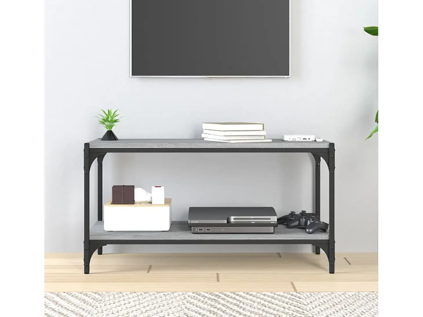 Foster City Mueble para TV contrachapada y acero gris Sonoma 80x33x41 cm