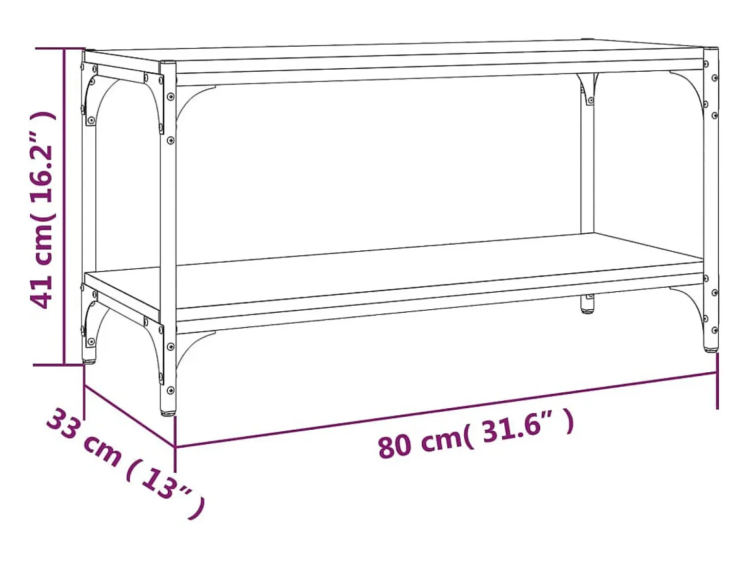 Foster City Mueble para TV madera contrachapada y acero negro 80x33x41 cm