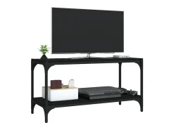 Foster City Mueble para TV madera contrachapada y acero negro 80x33x41 cm