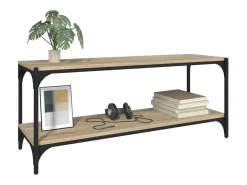 Foster City Mueble para TV contrachapada y acero roble Sonoma 100x33x41 cm
