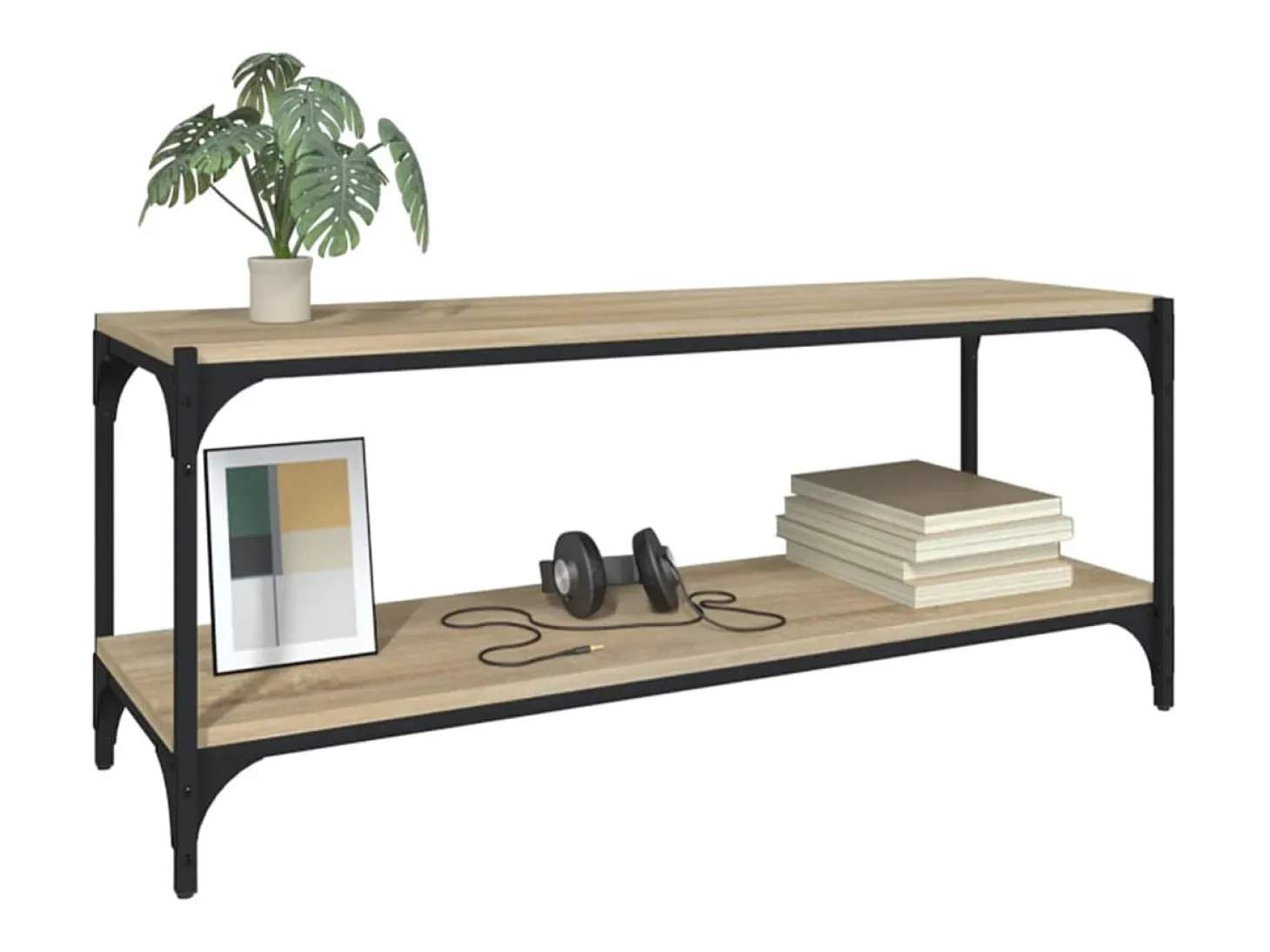 Foster City Mueble para TV contrachapada y acero roble Sonoma 100x33x41 cm