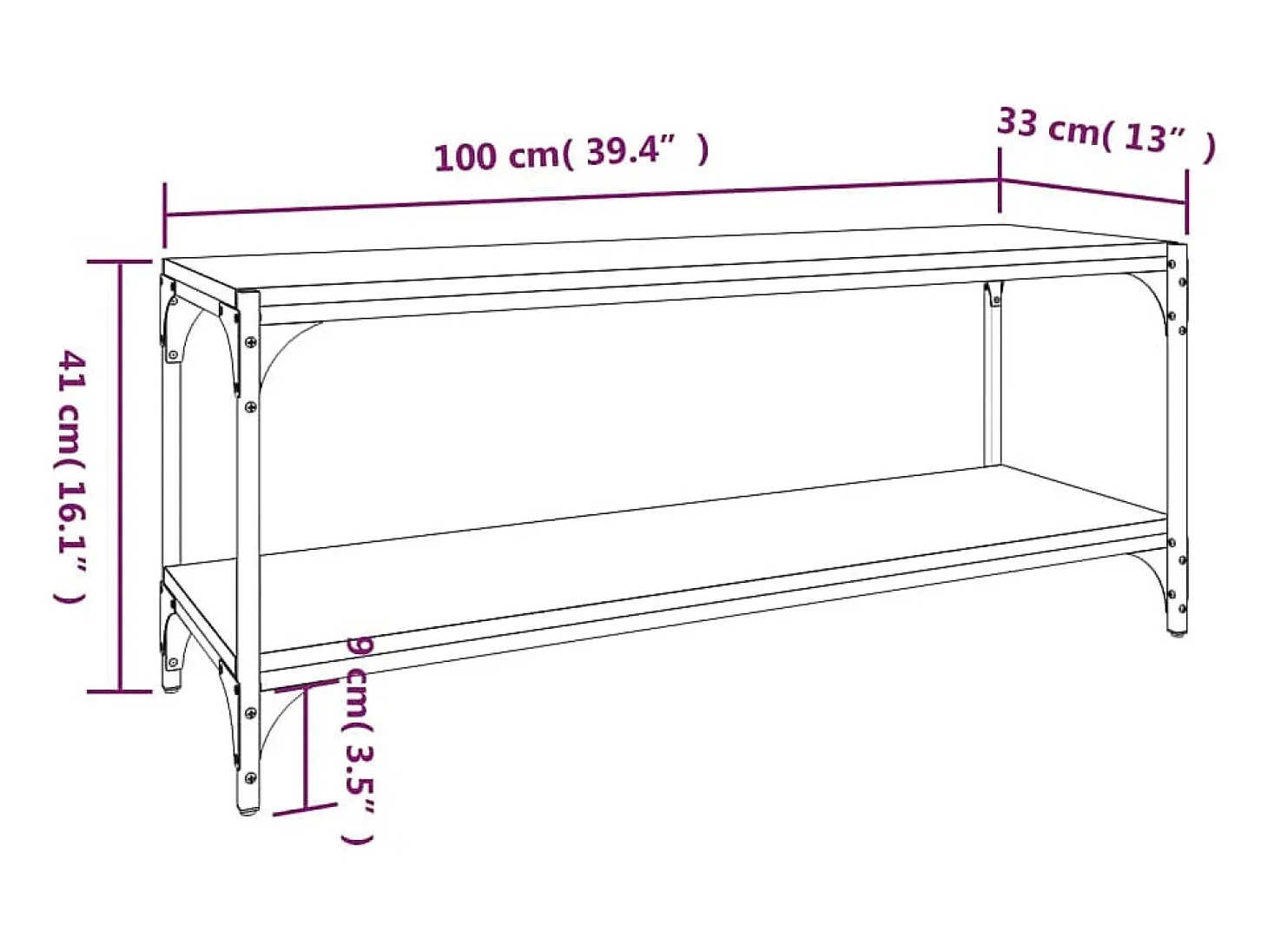 Foster City Mueble para TV contrachapada y acero roble Sonoma 100x33x41 cm