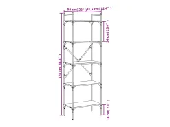 Fredrikstad Librería de 5 estantes madera de ingeniería negro 56x31,5x174cm