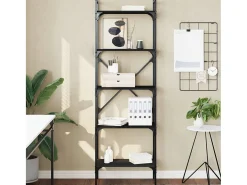 Fredrikstad Librería de 5 estantes madera de ingeniería negro 56x31,5x174cm