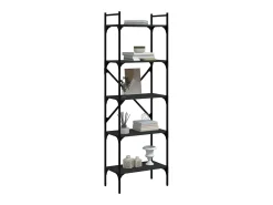 Fredrikstad Librería de 5 estantes madera de ingeniería negro 56x31,5x174cm