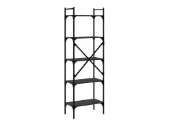 Fredrikstad Librería de 5 estantes madera de ingeniería negro 56x31,5x174cm