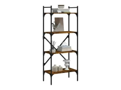 Fredrikstad Librería de 4 estantes madera roble ahumado 56x31,5x138,5 cm