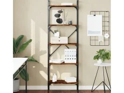 Fredrikstad Librería de 5 estantes madera roble ahumado 56x31,5x174 cm