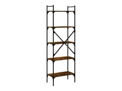 Fredrikstad Librería de 5 estantes madera roble ahumado 56x31,5x174 cm
