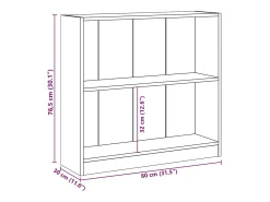 Freekje Estantería de madera contrachapada gris hormigón 80x24x75 cm