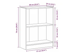 Gabinete de Libros Negro 60 x 24 x 76 cm Madera contrachapada