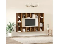 Gabinete de TV 4 pcs Marrón 37 x 37 x 142.5 cm