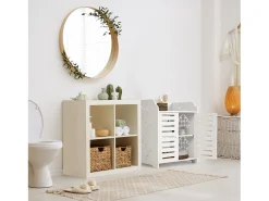 Gabinete de zapato 3 estantes, gabinete de zapato de entrada de 2 puertas, diseño de patrones de corte, 40x31x53cm, blanco