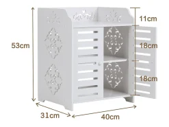 Gabinete de zapato 3 estantes, gabinete de zapato de entrada de 2 puertas, diseño de patrones de corte, 40x31x53cm, blanco