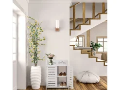 Gabinete de zapato 3 estantes, gabinete de zapato de entrada de 2 puertas, diseño de patrones de corte, 40x31x53cm, blanco