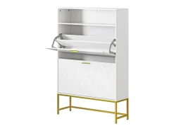 Gabinete de zapatos, con 2 puertas de subcontratación y 1 estante abierto, anti-plina, blanco, 80x24x117cm de diseño