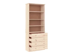 Garden Furniture - Librería con cajones ALTA madera maciza de pino 77x35x186,5 cm