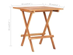 Garden Furniture - Mesa plegable de bistró de madera maciza de teca 60x60x65 cm
