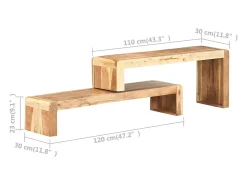 Garden Furniture - Mueble de TV de 2 piezas de madera maciza de acacia