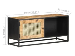 Garden Furniture - Mueble para TV madera mango rugosa y caña natural 90x30x40 cm