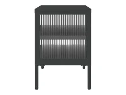 Garden Furniture - Mueble de TV vidrio y acero negro 105x35x50 cm