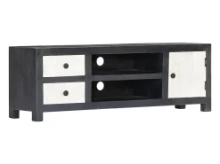Garden Furniture - Mueble para TV tallado a mano mango gris blanco 120x30x40 cm