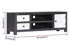 Garden Furniture - Mueble para TV tallado a mano mango gris blanco 120x30x40 cm
