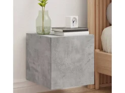 Gerben Mueble de TV de pared con luces LED gris hormigón 30,5x35x30 cm