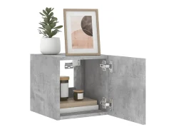 Gerben Mueble de TV de pared con luces LED gris hormigón 30,5x35x30 cm