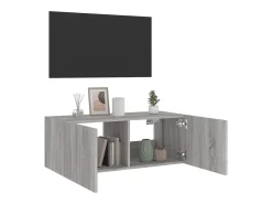 Gerben Mueble de TV de pared con luces LED gris Sonoma 80x35x31 cm