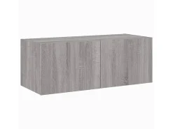 Gerben Mueble de TV de pared con luces LED gris Sonoma 80x35x31 cm