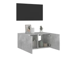 Gerben Mueble de TV de pared con luces LED gris hormigón 60x35x31 cm
