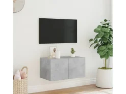 Gerben Mueble de TV de pared con luces LED gris hormigón 60x35x31 cm