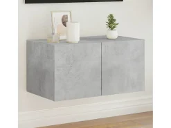 Gerben Mueble de TV de pared con luces LED gris hormigón 60x35x31 cm