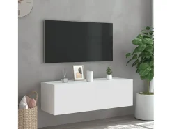 Gerben Mueble de TV de pared con luces LED blanco 100x35x31 cm