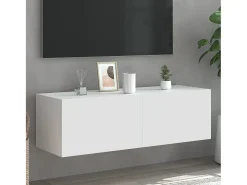 Gerben Mueble de TV de pared con luces LED blanco 100x35x31 cm